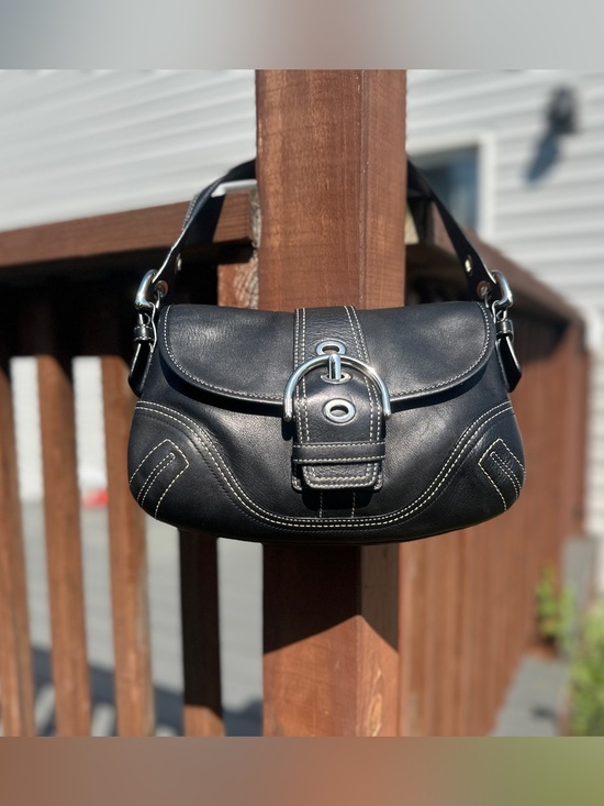 Coach Handbags - Vintage 2006 Coach Soho Black Leather Buckle Flap Shoulder Bag Y2K F10138